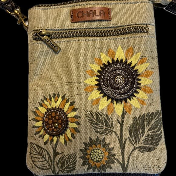 Chala Sunflower Canvas Crossbody Purse - Picture 2 of 4